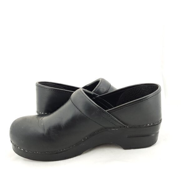 Dansko Black Leather Slip-On Clogs 40/9.5-10 US Black - Picture 8 of 12